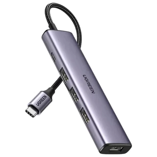 HUB USB COM 1 PORTA USB-C E 4 PORTAS USB-A CINZA CM473 UGREEN - 20841