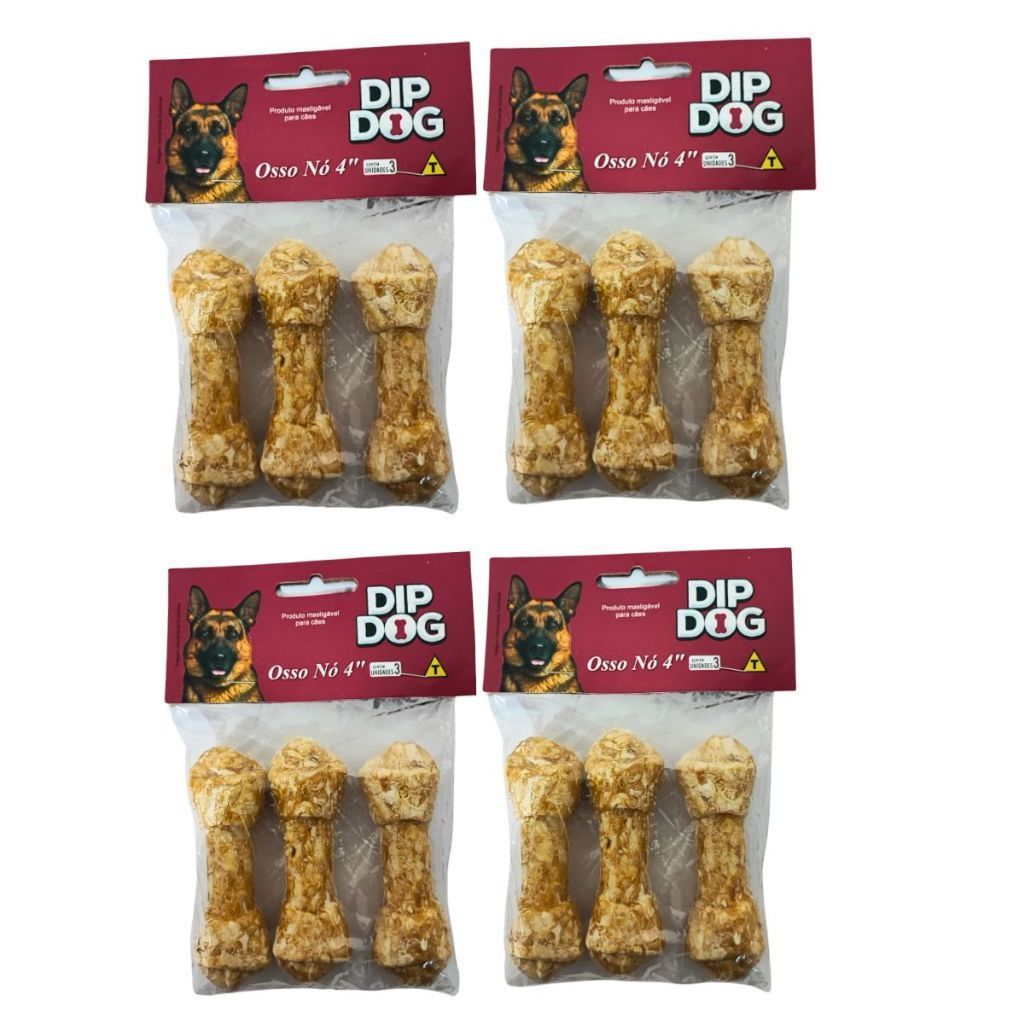 Kit 4 Pacote Ossinho Petisco Dip Dog Natural Sabor Frango numero 4 em Oferta na Shopee