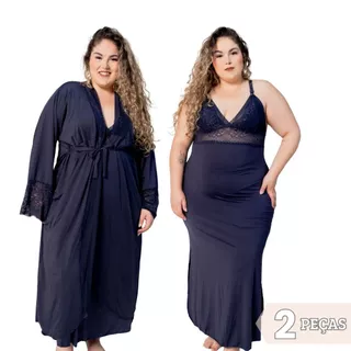 Kit Camisola Plus Size Sexy Longa com Robe Longo Plus Size – Elegante e Sensual em Oferta na Shopee