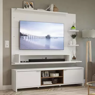 Rack com Painel para TV até 60 Polegadas 180 cm Branco/Rustic Metz Madesa em Oferta na Shopee