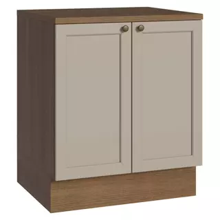 Balcão de Cozinha 70 cm 2 Portas Rustic/Crema Vik Madesa em Oferta na Shopee