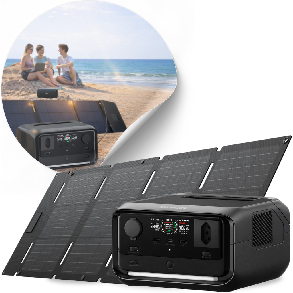 Kit Estação River 3 Plus 600w 220v + Painel 45w Dobrável Portátil EcoFlow Gerador Solar