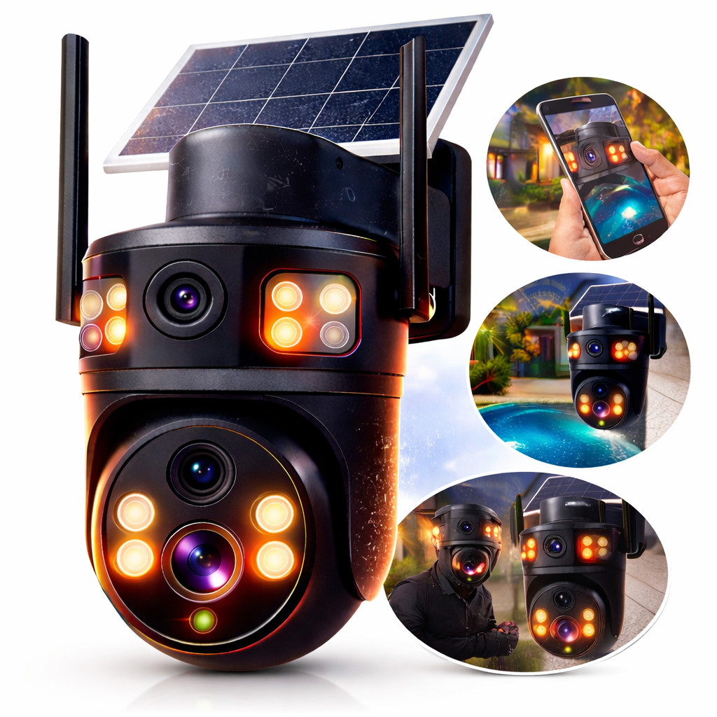 スマホアクセサリー SOLAR CAMERA Câmera De Segurança 4G Full HD Com Placa Solar Chip Celular 10x