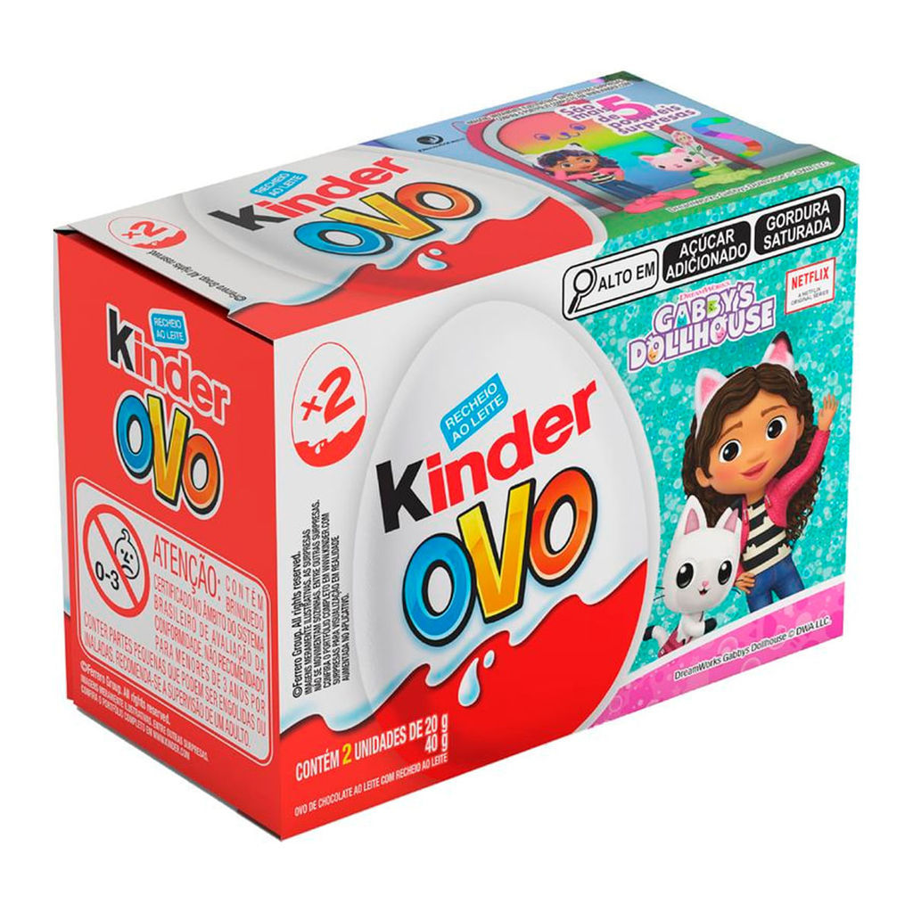 Kinder Ovo Gabbys Dollhouse c/2 unidades 40g Ferrero Rocher Pascoa ...