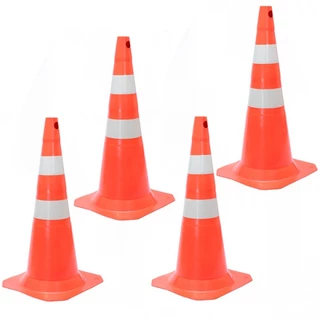 Kit 4 Cones para sinalização 75 cm com 2 faixas - RM-41 em Oferta na Shopee