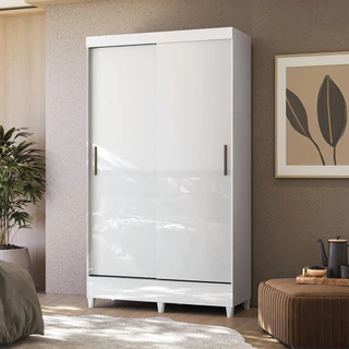 Guarda-roupa Fit 2 Portas 2 Gavetas com Cabideiro Maleiro Solteiro 106.6 cm de largura Santos Andirá em Oferta na Shopee