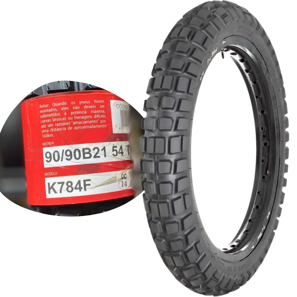 Pneu 90 90 21 Tl 54t Kenda K784f Big Block P/ Moto Dianteira