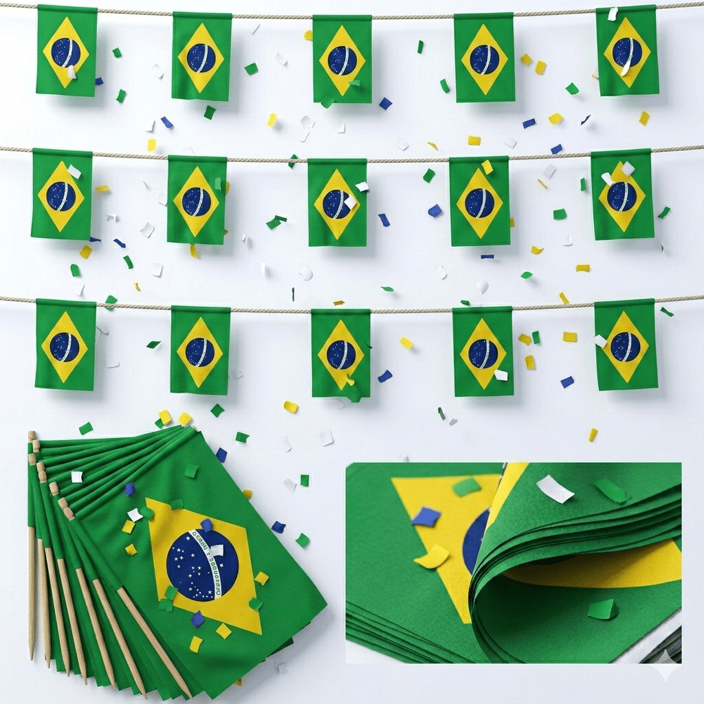 Kit Bandeiras do Brasil – Decoração Copa do Mundo Verde e Amarelo 20cm x 28cm em Oferta na Shopee