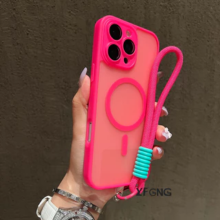 Capa Transparente Resistente A Quedas Para iPhone 17 16 14 13 15 12 11 Pro Max Cordão Alça De Pulso Magnética