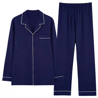 Pijamas Masculinos Plus Size De Manga Comprida Cardigan Terno Gordo Solto Roupas Para Casa Primavera E Outono Tamanho Grande Longa em Oferta na Shopee