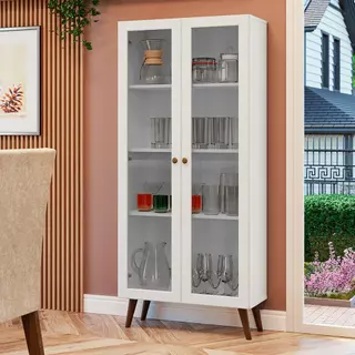 Cristaleira 70 cm 2 Portas de Vidro com Pés Cônicos Vik Madesa B em Oferta na Shopee