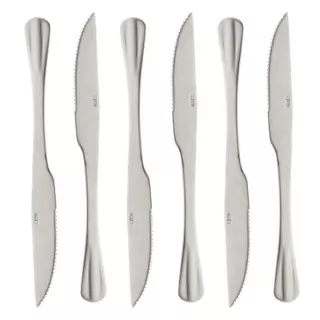 6 Facas para Churrasco Lyor Positano de Aço Inox 23cm