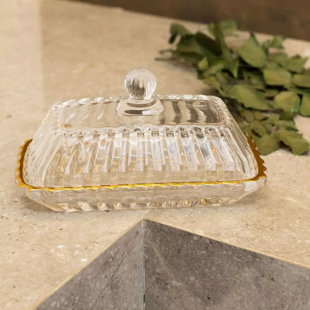Manteigueira Imperatriz de Cristal com Fio de Ouro - Wolff Manteigueira Imperatriz de Cristal com Fio de Ouro - Wolff