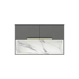 Armário Aéreo de Cozinha Com Nicho Herval Manhattan, MDP, 2 Portas, Grafite/Calacatta em Oferta na Shopee