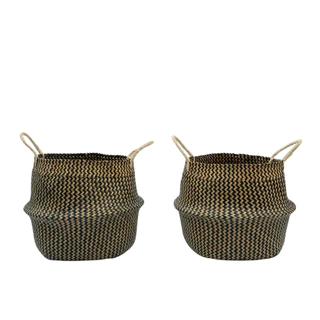 Kit 2 Cestos Organizadores Multiuso Decorativo Marrom Seagrass - Oikos em Oferta na Shopee