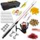 Kit de Pesca Vara 1,20 Fibra Vidro Maciça 14 Lbs + Molinete com Linha Maleta e Acessórios