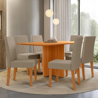 Mesa Jantar Helo 06 Cadeiras Revestidas Suede 160cm Poliman em Oferta na Shopee