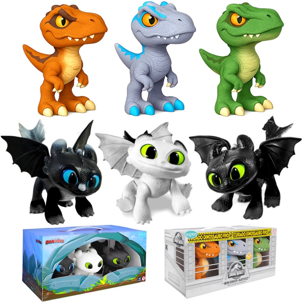Kit 3 Dragões DreamWorks Baby 3 Dinossauros Jurassic World