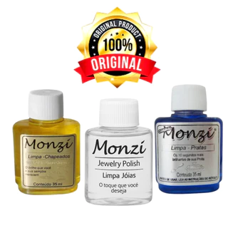Kit Limpa Joias - Monzi limpa prata, limpa chapeado, limpa ouro de 35 ml cada. em Oferta na Shopee