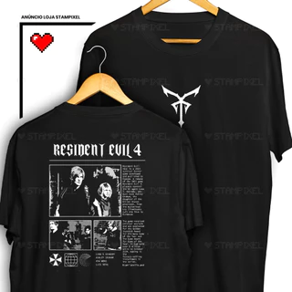 [Camiseta Premium em Algodão Puro]GXG Camisa Resident Evil 4 Leon Ashley Los Iluminados Frente Verso Las Praga Blusa Gee