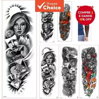 Tatuagem Temporária-Adesivo Impermeável De Manga Rosa , Arte Corporal De Braço Completo Para Mulheres E Homens