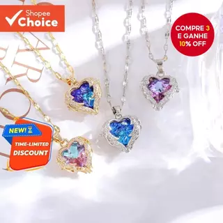 Colar De Coração De Cristal – Corrente De Clavícula Inspirada No Oceano , Joias De Luxo Minimalistas Para Mulheres em Oferta na Shopee