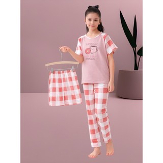Pijama Infantil 3 peças Menina com Calça e Shorts | Conjunto Verão & Inverno | Moda Infantil Confortável e Tendência em Oferta na Shopee