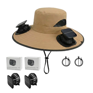 Chapéu Ventilado com 2 Ventiladores Solares Recarregáveis (USB-C) | Aba 42cm  marisa em Oferta na Shopee