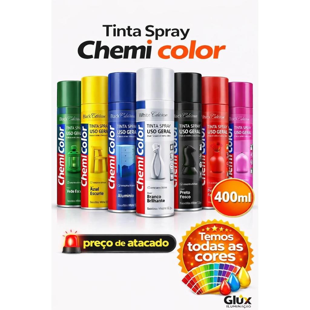 TINTA SPRAY CHEMI COLOR TODAS AS CORES 400ml - CHEMICOLOR | Shopee Brasil