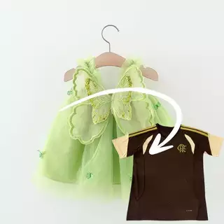 Vestido de Bebê Moda de Verão Princesa para Meninas Linda Malha Asas Adoráveis