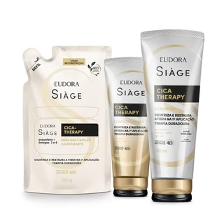 Combo Siàge Cica-Therapy: Shampoo 250ml + Refil Máscara Capilar 250g + Condicionador 200ml em Oferta na Shopee