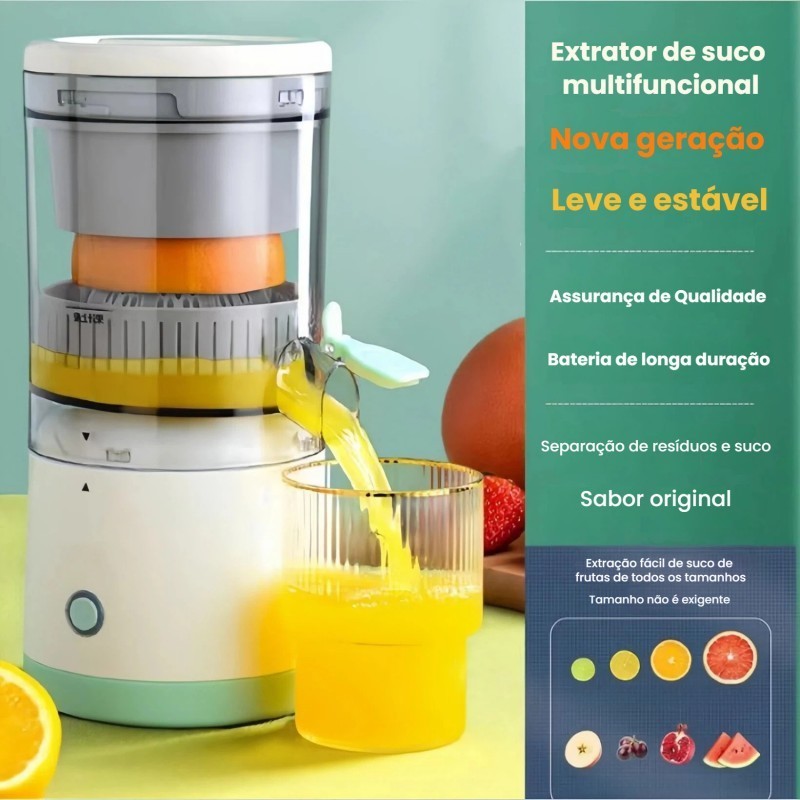 Espremedor Elétrico Portátil de Laranja e Frutas - Bivolt e 