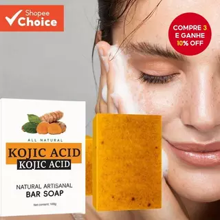 Sabonete de banho artesanal processado a frio com ácido hialurônico, cúrcuma e limão em Oferta na Shopee