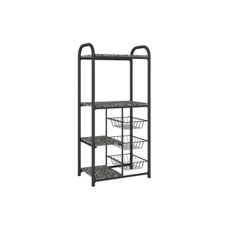 Fruteira Multiuso 3 Cestas Fabone Dallas Aço Carbono Pintura Epóxi 4 Prateleiras Tampos em Oferta na Shopee