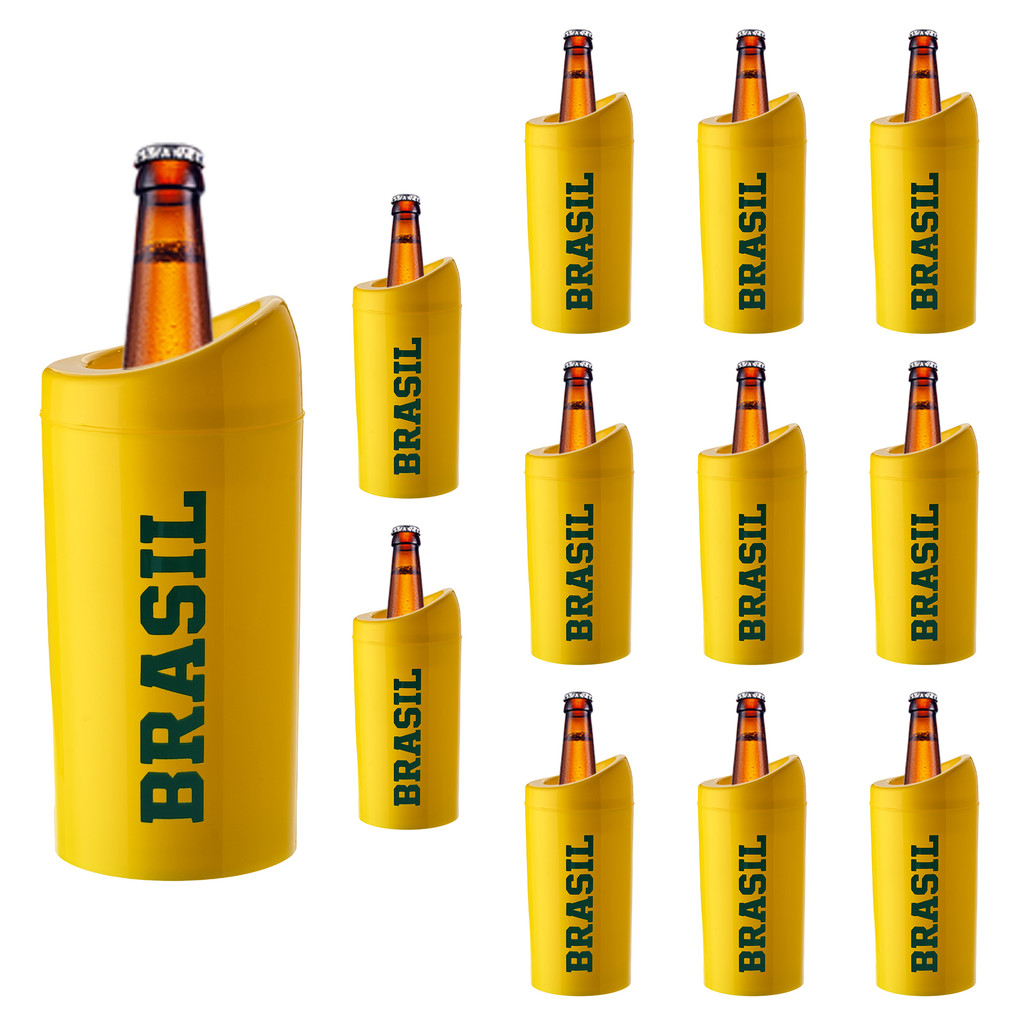 Porta Garrafa com Manta Térmica BRASIL 600ml Parede Dupla Kit 12pçs FESTA Copa d