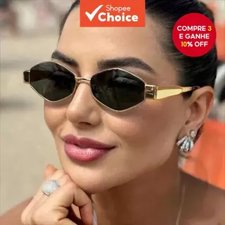 Óculos de sol poligonais, tendência luxuosa, armação compacta, proteção UV400, tendência de moda, adequado para homens em Oferta na Shopee