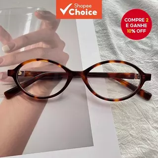 Óculos Ovais De Armação Pequena Bloqueando Lentes Planas Para Mulheres E Homens em Oferta na Shopee