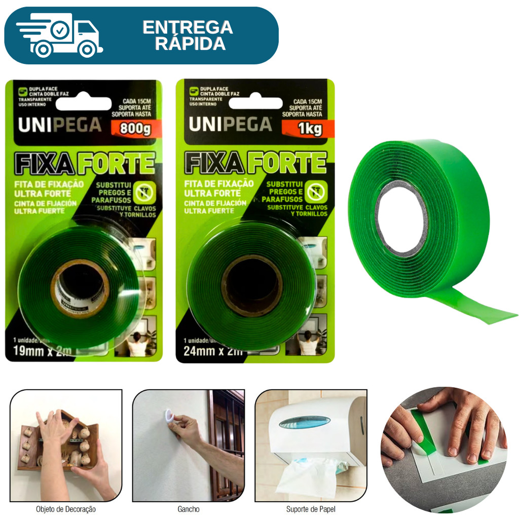 Fita Dupla Face Transparente Acrilica Fixa Forte 2 Metros Para Parede ...