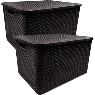 Kit 2 Caixas organizadoras com tampa 40 litros - Rattan Arqplast em Oferta na Shopee