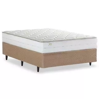 Cama Box Casal Herval Joy, Espuma Alto Suporte, Suede Bege, 67x138x188 cm em Oferta na Shopee