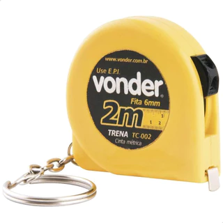 Trena Chaveiro de Aço 2m x 6mm Vonder Medições Rápidas Compacta Portátil Pocket Profissional