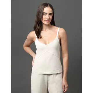 Blusa Feminina Malha Linho Calvin Klein Jeans - Off White em Oferta na Shopee