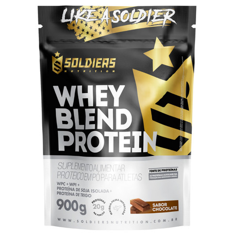 Whey Blend Protein Concentrado e Isolado 900g Soldiers Nutrition Suplemento Proteína Muscular Recuperação — foto 1 — Achou Levou Brasil