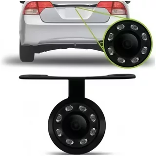 Câmera de Ré Automotiva HD 8 LEDs Visão Noturna Colorida Universal Carro - à Prova D’Água