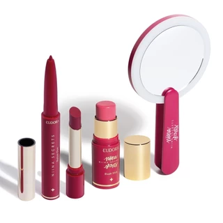 Combo Niina Secrets: Blush Rosa 5g + Batom Rosa 1,65g + Espelho Pink em Oferta na Shopee