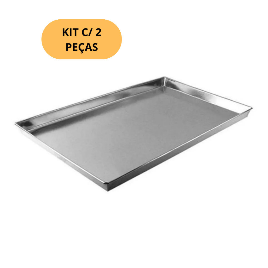 Kit com 2 Assadeira Lisa Pão de Leite 60x40x3,5cm Alumínio 0