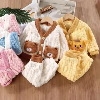 0-11 Anos De Idade Bebê Crianças Casa Roupas Conjunto Outono E Inverno Flanela Pijamas Terno De Duas Peças em Oferta na Shopee