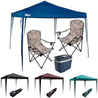 Tenta Gazebo 3x3 Metros Dobrável 2 Cadeira Camuflada Dobrável Cooler 20 Litros Azul Kit Praia Pesca em Oferta na Shopee