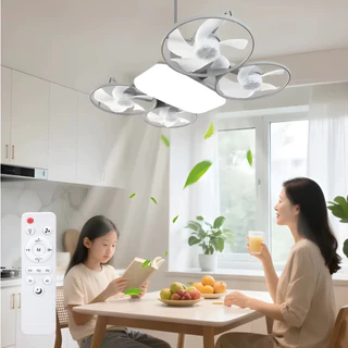 Ventilador de Teto Dobrável 2 em 1 com Luminária LED Ajustável Design Drone Bivolt 60W Silencioso em Oferta na Shopee
