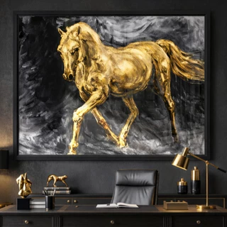 Quadro Cavalo Dourado Luxo Grande Com Vidro E Moldura em Oferta na Shopee